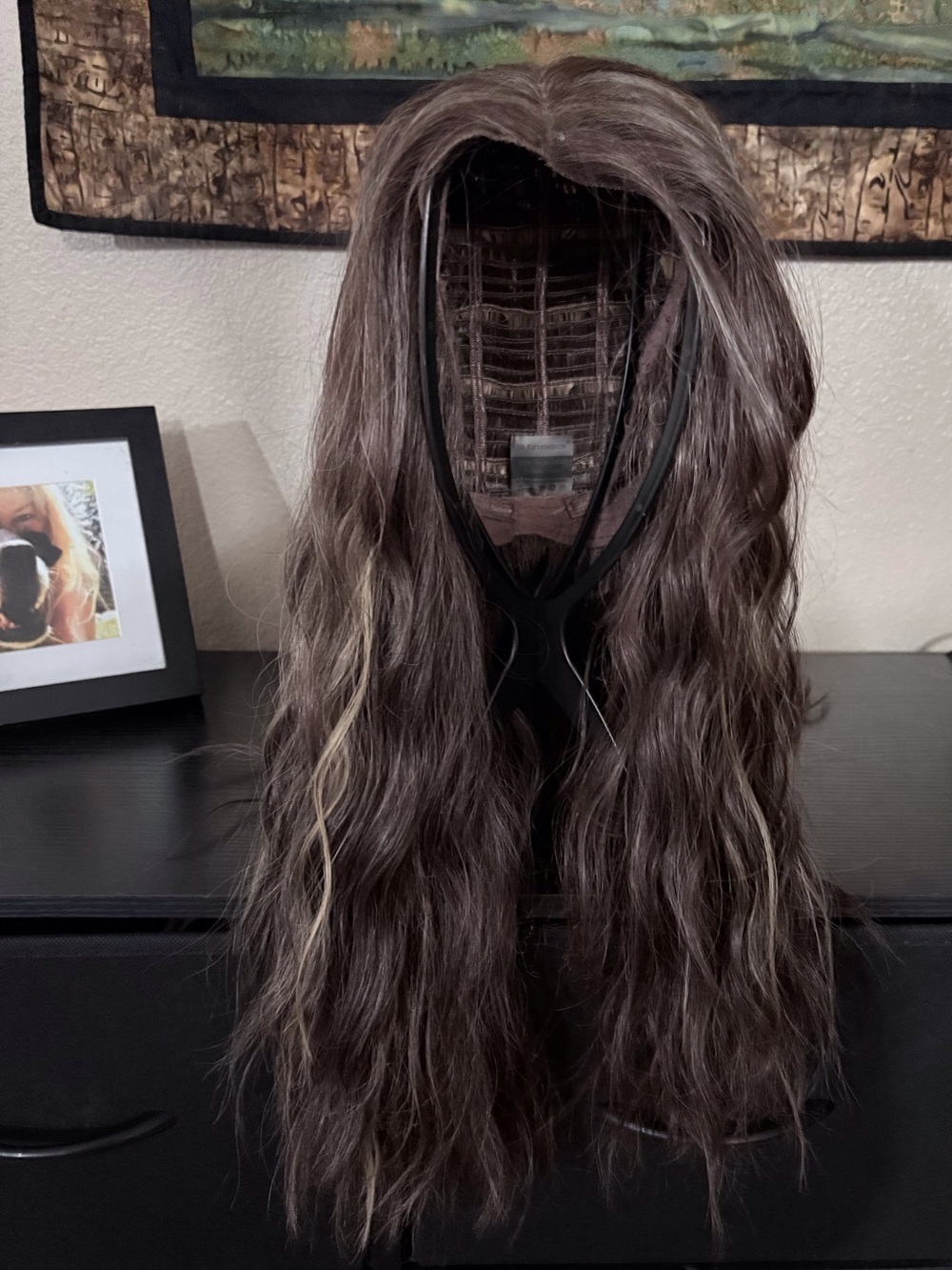 JB Extension chocolate brown with caramel highlights wavy wig